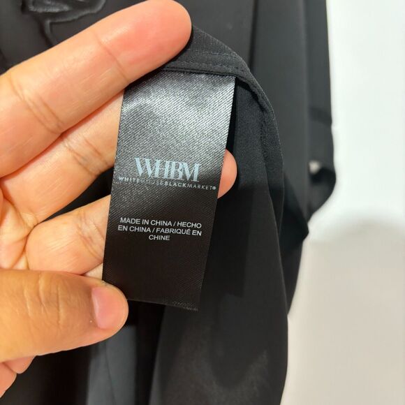 White House Black Market Women's Black Kimono EC Laser Cut Floral Large - Picture 8 of 12